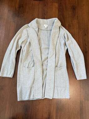 J. Crew Open Front Sweater Blazer Gray Sz S Casual Office Work Career Cotton